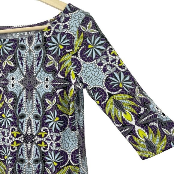 Soybu Small Dress Roll Tab Sleeves Pullover Stretch Travel Knee Length Womens - Picture 8 of 16